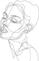 AI generated aesthetic woman with continuous line art style black color only vector