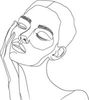 AI generated aesthetic woman with continuous line art style black color only vector