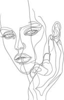 AI generated aesthetic woman with continuous line art style black color only vector