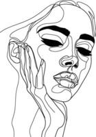 AI generated aesthetic woman with continuous line art style black color only vector