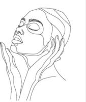 AI generated aesthetic woman with continuous line art style black color only vector