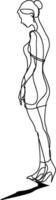 AI generated aesthetic woman with continuous line art style black color only vector