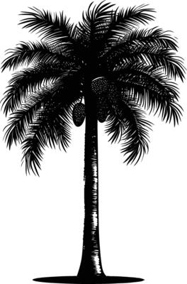 AI generated Silhouette palm dates black color only