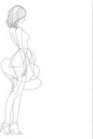 AI generated aesthetic woman with continuous line art style black color only vector