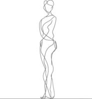 AI generated aesthetic woman with continuous line art style black color only vector