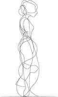 AI generated aesthetic woman with continuous line art style black color only vector