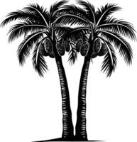 AI generated Silhouette palm dates black color only vector