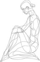 AI generated aesthetic woman with continuous line art style black color only vector