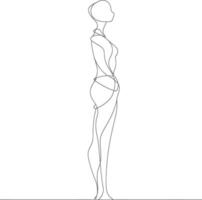 AI generated aesthetic woman with continuous line art style black color only vector