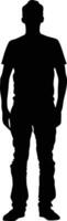 AI generated Silhouette man full body black color only vector