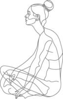 AI generated aesthetic woman with continuous line art style black color only vector