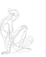 AI generated aesthetic woman with continuous line art style black color only vector