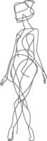 AI generated aesthetic woman with continuous line art style black color only vector