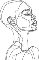 AI generated aesthetic woman with continuous line art style black color only vector