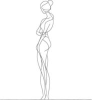 AI generated aesthetic woman with continuous line art style black color only vector