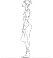 AI generated aesthetic woman with continuous line art style black color only vector