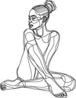 AI generated aesthetic woman with continuous line art style black color only vector