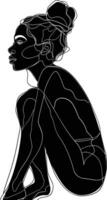 AI generated aesthetic woman with continuous line art style black color only vector