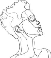 AI generated aesthetic woman with continuous line art style black color only vector