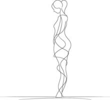 AI generated aesthetic woman with continuous line art style black color only vector