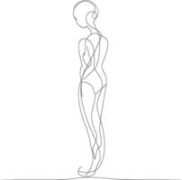 AI generated aesthetic woman with continuous line art style black color only vector