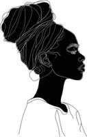 AI generated aesthetic woman with continuous line art style black color only vector