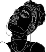 AI generated aesthetic woman with continuous line art style black color only vector