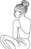 AI generated aesthetic woman with continuous line art style black color only vector