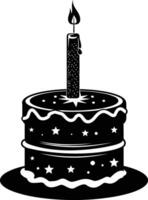 AI generated anniversary cake with number one shaped candle black color only vector