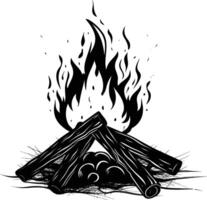 AI generated Silhouette bonfire simple style black color only vector