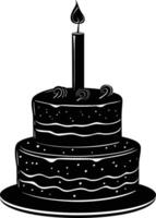 AI generated anniversary cake with number one shaped candle black color only vector