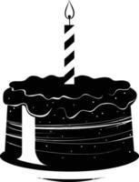 AI generated anniversary cake with number one shaped candle black color only vector