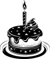 AI generated anniversary cake with number one shaped candle black color only vector