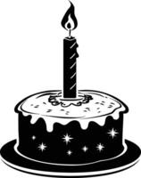 AI generated anniversary cake with number one shaped candle black color only vector