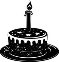 AI generated anniversary cake with number one shaped candle black color only vector