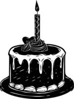 AI generated anniversary cake with number one shaped candle black color only vector