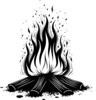 AI generated Silhouette bonfire simple style black color only vector