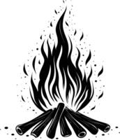 AI generated Silhouette bonfire simple style black color only vector