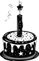 AI generated anniversary cake with number one shaped candle black color only vector