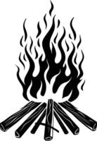 AI generated Silhouette bonfire simple style black color only vector