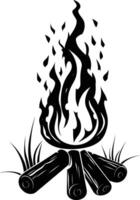 AI generated Silhouette bonfire simple style black color only vector