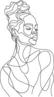 AI generated aesthetic woman with continuous line art style black color only vector