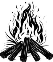 AI generated Silhouette bonfire simple style black color only vector