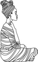 AI generated aesthetic woman with continuous line art style black color only vector