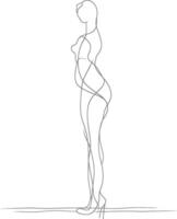 AI generated aesthetic woman with continuous line art style black color only vector