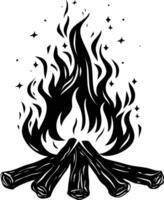 AI generated Silhouette bonfire simple style black color only vector