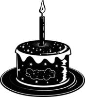 AI generated anniversary cake with number one shaped candle black color only vector