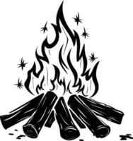 AI generated Silhouette bonfire simple style black color only vector