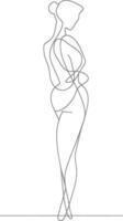 AI generated aesthetic woman with continuous line art style black color only vector