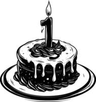 AI generated anniversary cake with number one shaped candle black color only vector